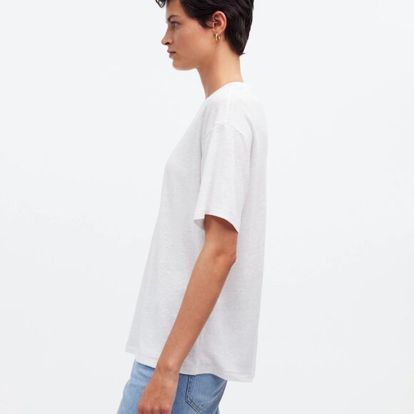 Madewell Linen-Blend Crewneck Oversized Tee Size Small - Picture 5 of 11